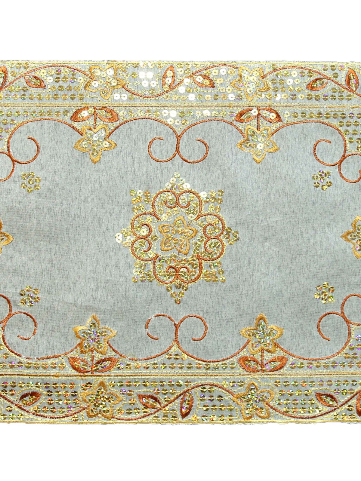 Beige Sequin Work Table Mat 12x18 inch front view