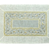 Cream embroidered tissue table mat set of 7 with runner 12x18 inch