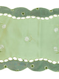 Green embroidered polyester table mat set of 7 with runner 12x18 inch