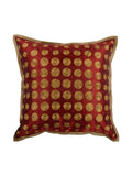 Maroon Embroidered Dupion Silk Cushion Cover front view