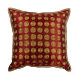 Maroon Embroidered Dupion Silk Cushion Cover front view