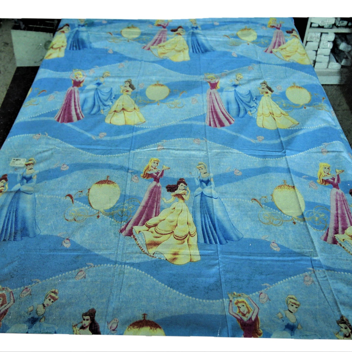 Blue cotton duvet cover with a storybook princess character print