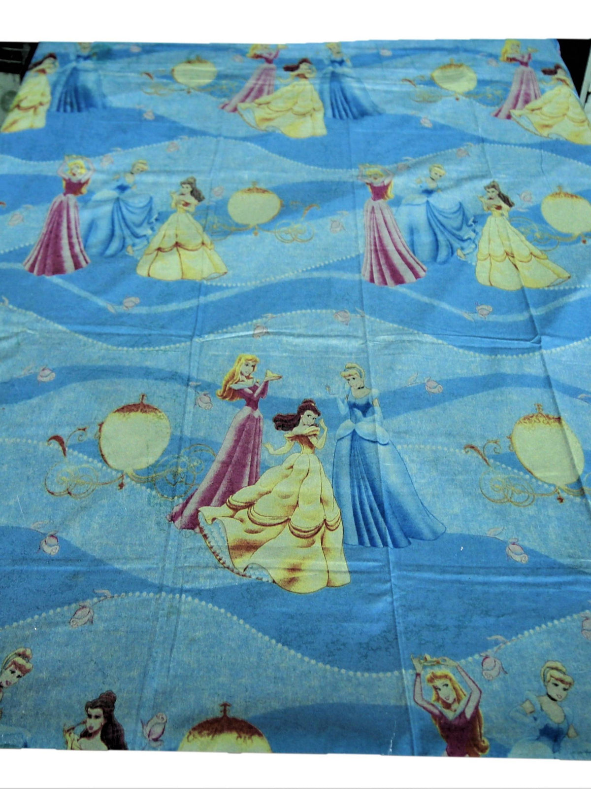 Blue cotton duvet cover with a storybook princess character print