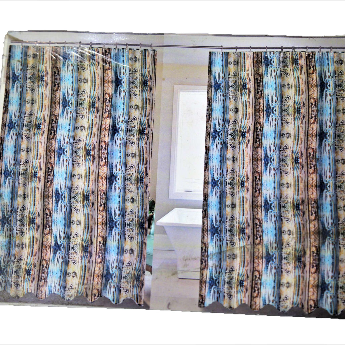 Multicolor Printed Polyester Shower Curtain front view