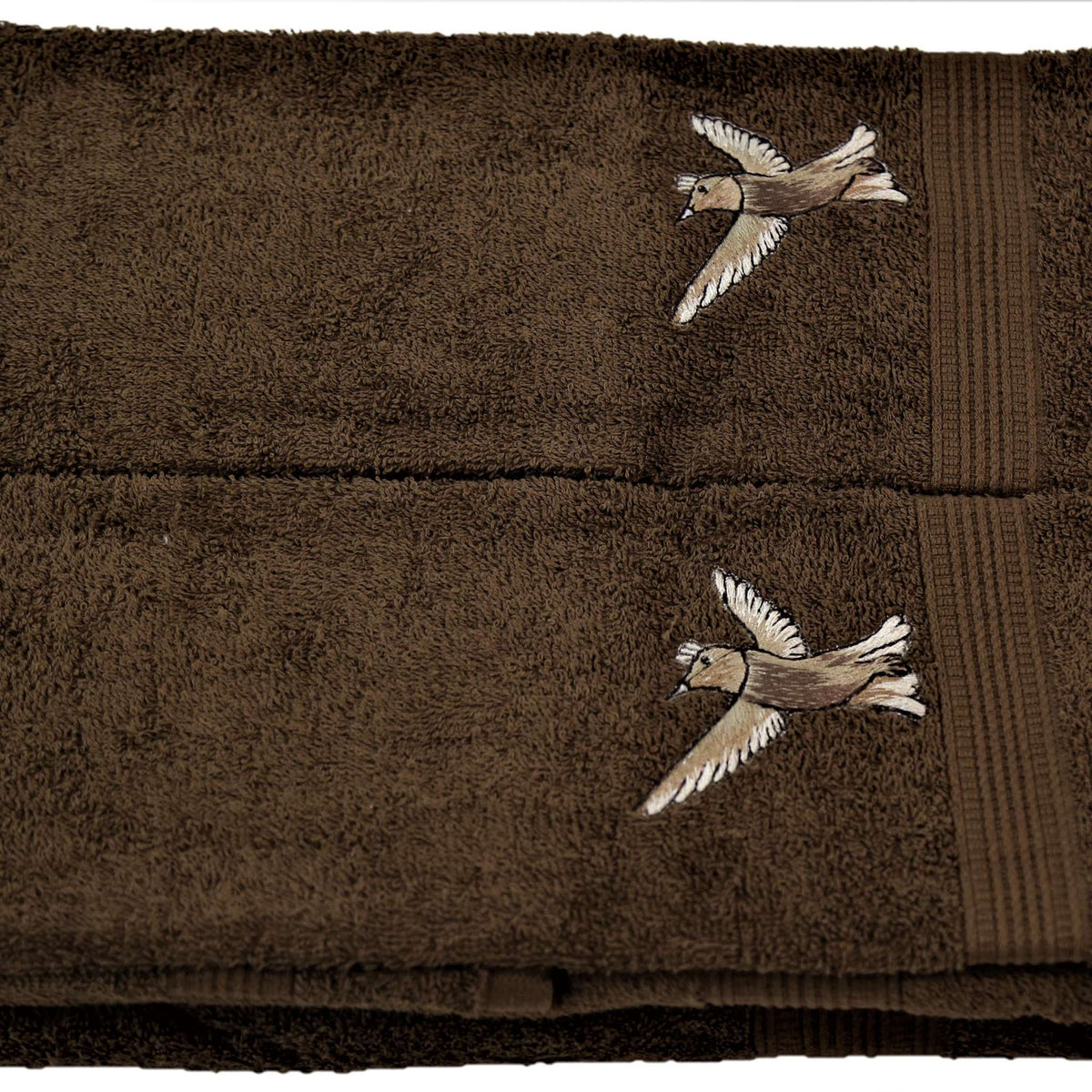 Brown Embroidered Cotton Towel Set front view