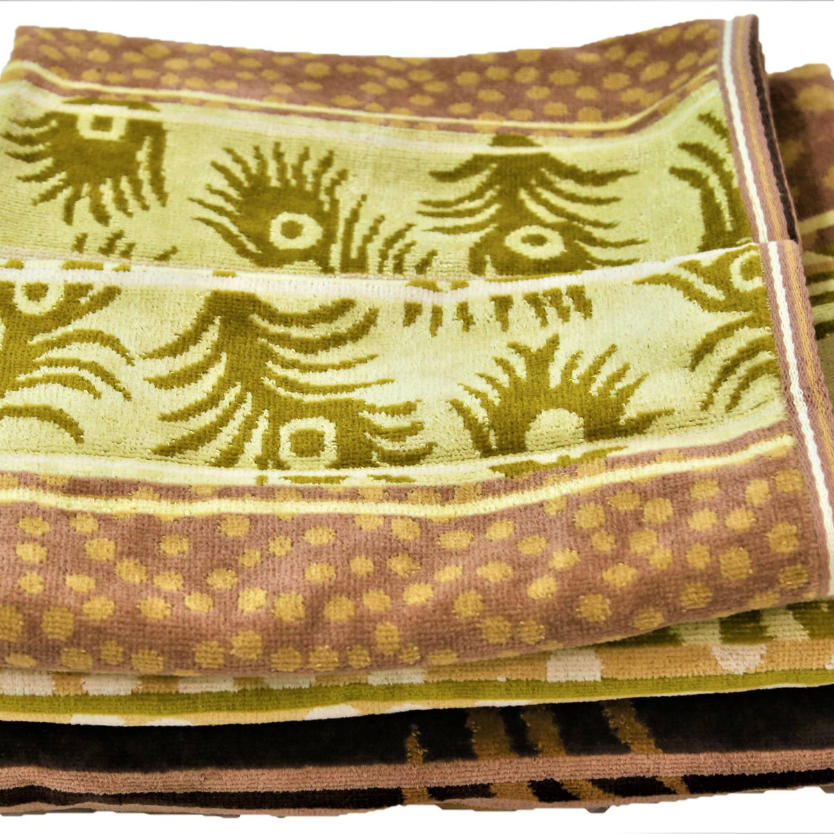 Gold Printed Cotton Towel Set front view