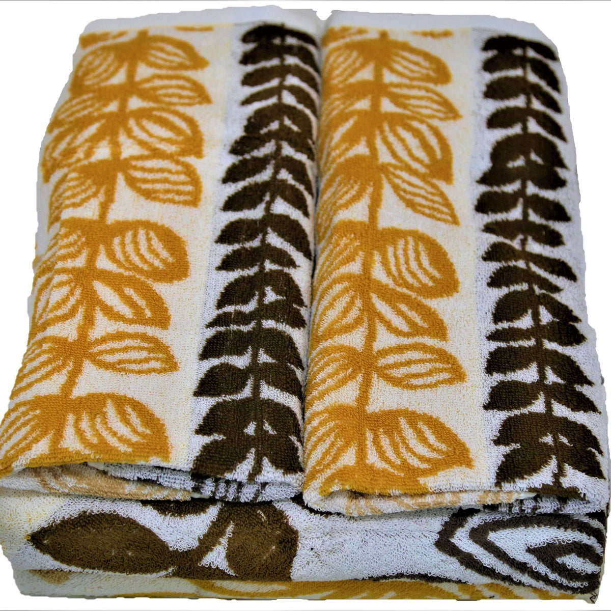 Black Printed Cotton Towel Set front view