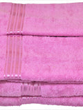 Pink Plain Cotton Towel Set front view