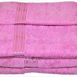 Pink Plain Cotton Towel Set front view