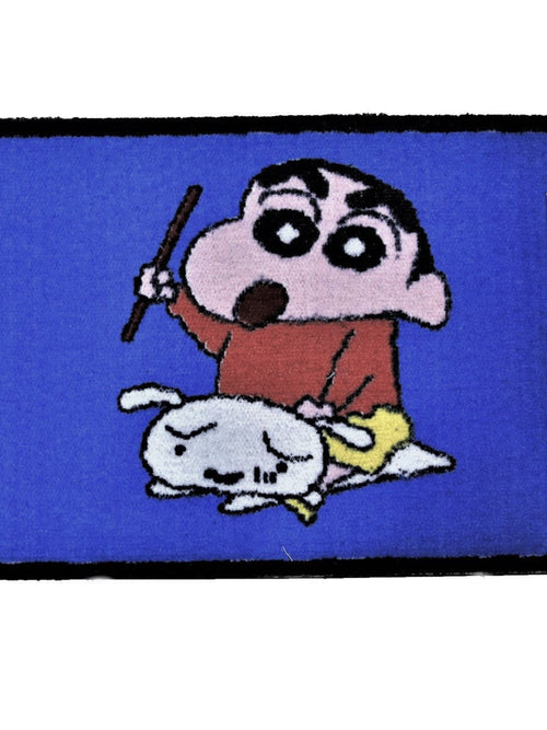 Boy with Dog Cartoon Kids Play Mat - Blue Multicolor Synthetic 45x75 cm (18x30 inch)