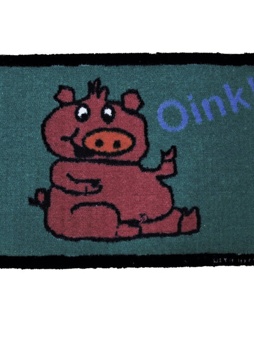 Pig Oink Cartoon Kids Play Mat - Green Multicolor Synthetic 40x60 cm (16x24 inch)
