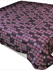 Dark plum cotton double bed quilt with mauve-purple polka-dot print