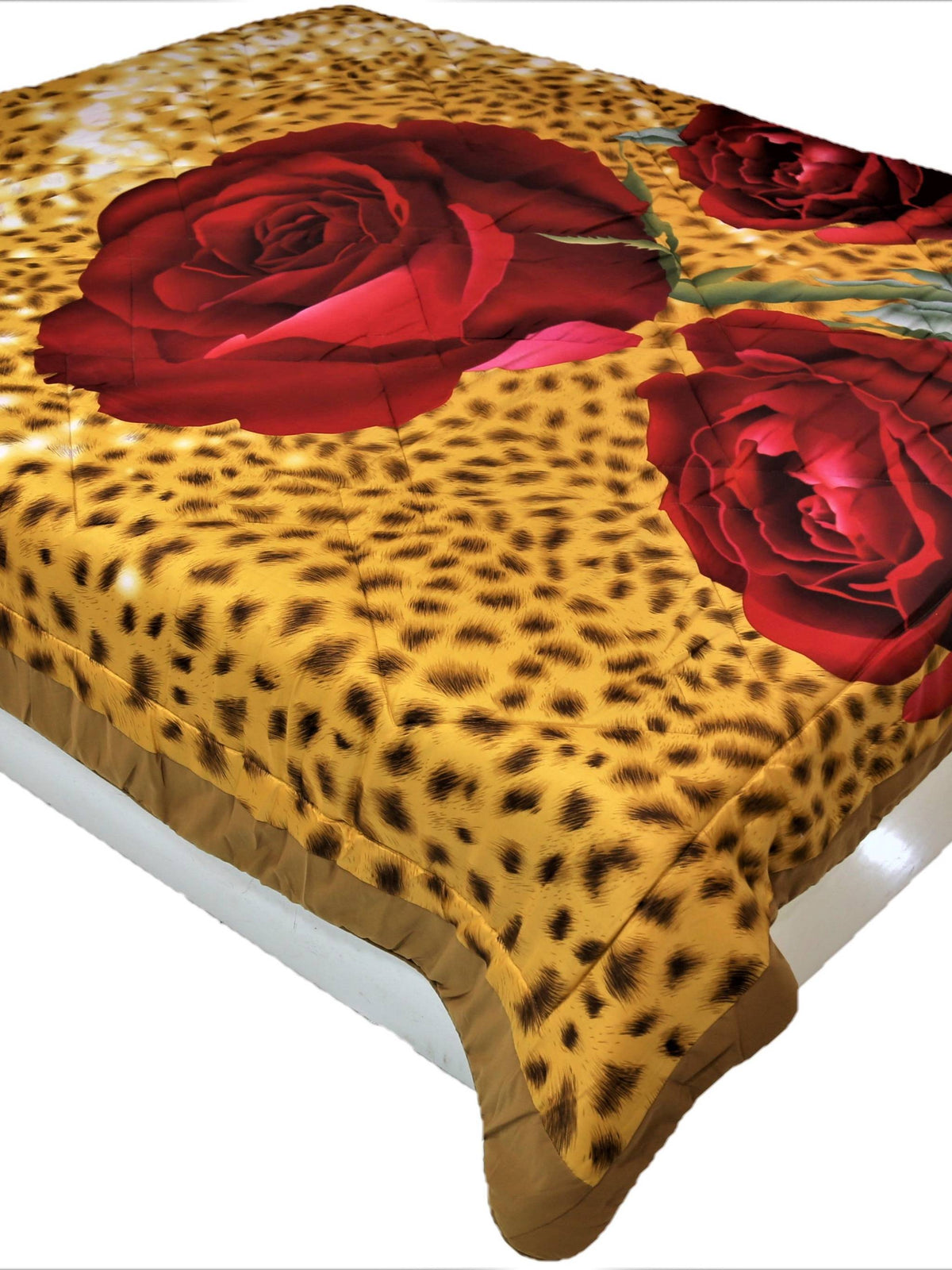 Brown Printed Polycotton AC Quilt front view