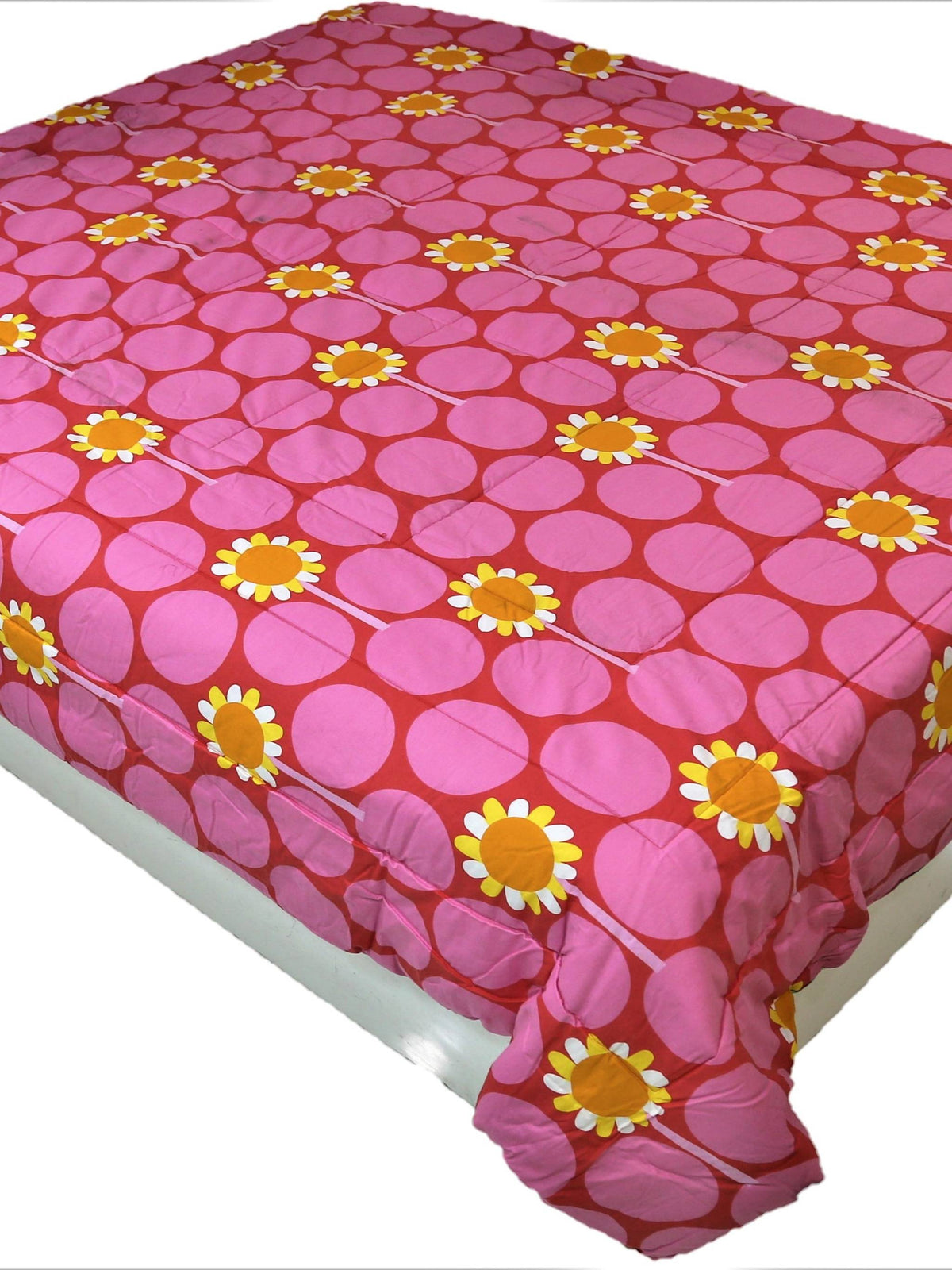 Printed(Pink/Green) Reversible Cotton AC Quilt (90x108 Inch)-250GSM - Jagdish Store Online Since 1965