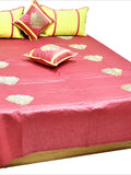 Patch Work Double Bed Quilted Bedcover with 2 Pillow Covers and 2 Cushion Covers