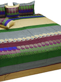 Printed Double Bed Quilted Bedcover with 2 Pillow Covers and 2 Cushion Covers