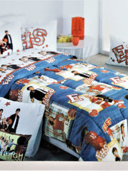 Denim-blue High School Musical Wildcats printed bedsheet set with matching pillow cover, for a kids' bed
