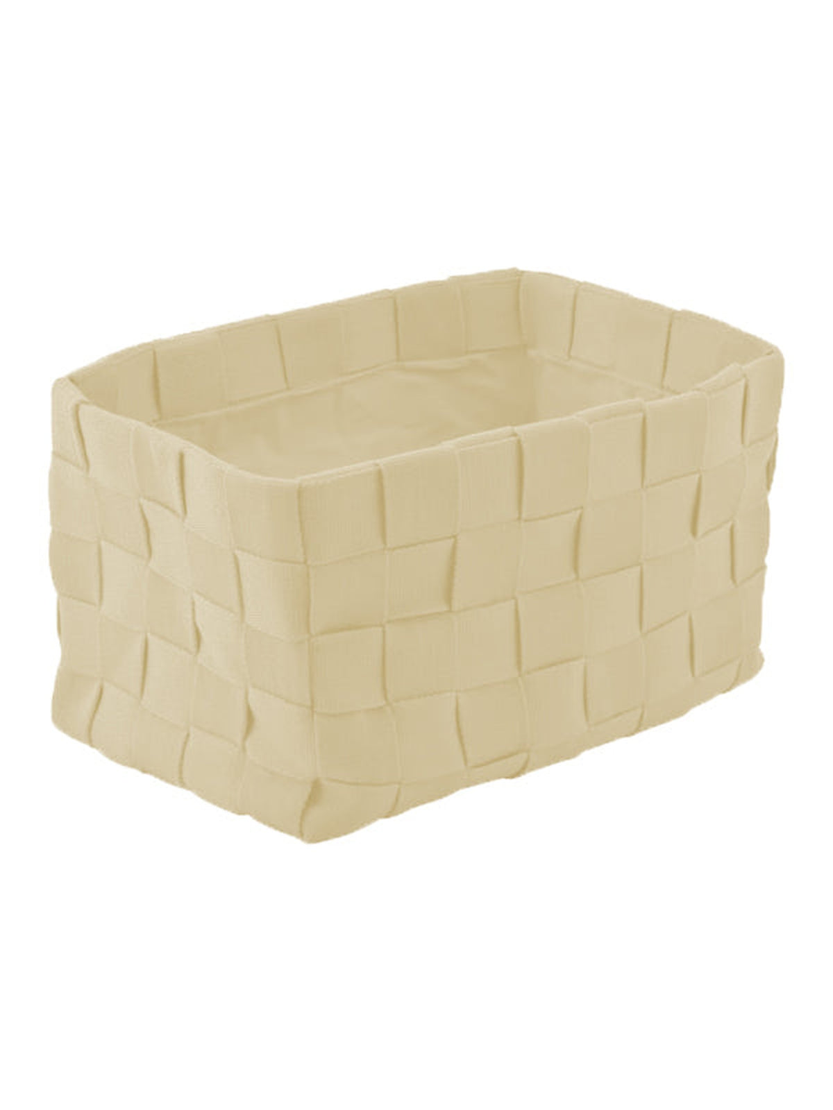 Cream woven fabric storage basket, 13x8x8 inch