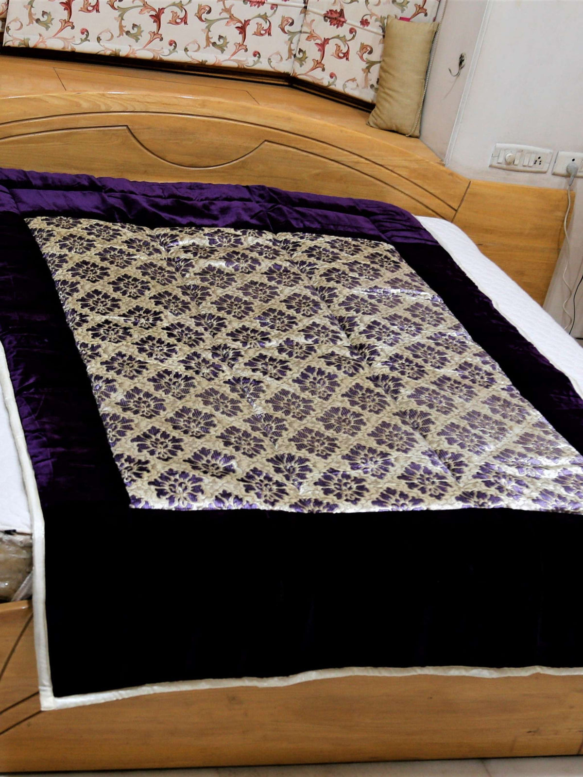 Purple Printed Chenille Quilt front view