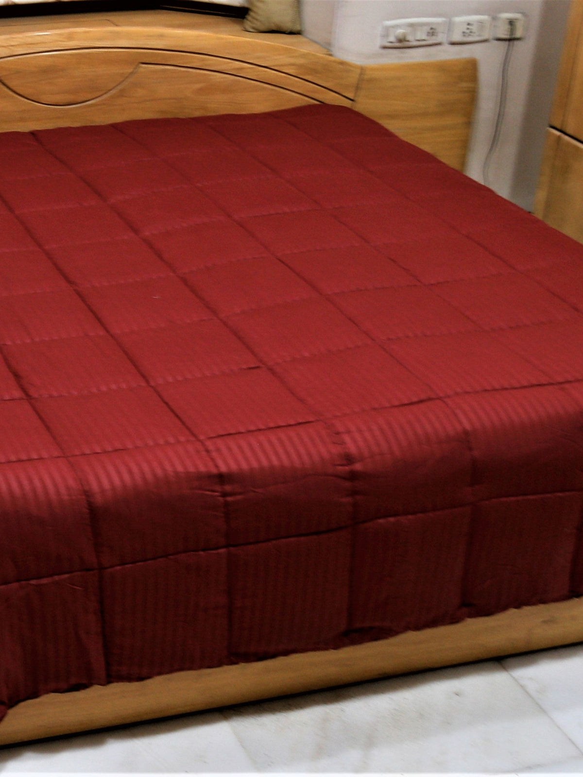 Maroon Satin Quilt front view