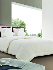 Ivory-white microfiber single bed quilt, plain antiallergic winter comforter