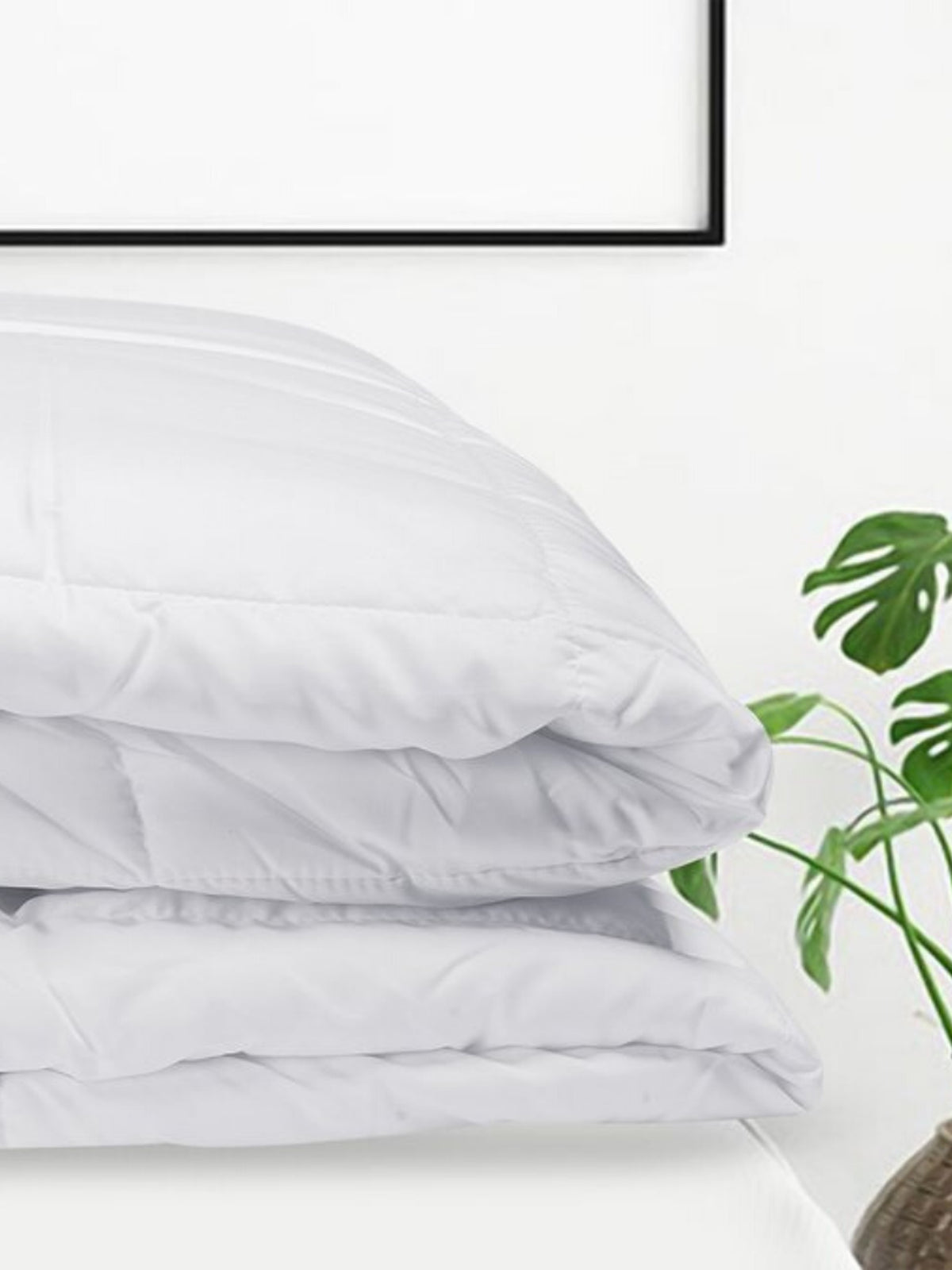 White microfiber double bed quilt, plain soyabean winter comforter