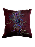 Purple Sequin Work Polyester Cushion Cover front view