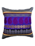 Grey Brocade Dupion Silk Cushion Cover front view