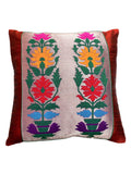 Maroon Brocade Dupion Silk Cushion Cover front view