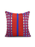 Blue Brocade Dupion Silk Cushion Cover front view