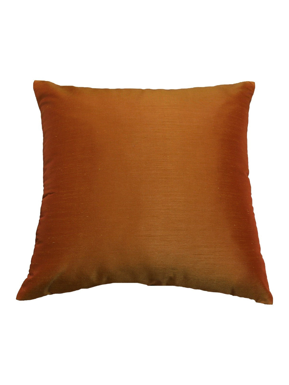 Burnt orange and amber shot polyester cushion cover, plain