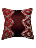 Maroon Patchwork Dupion Silk Cushion Cover front view