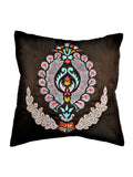 Brown Embroidered Polyester Cushion Cover front view