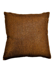 Copper-brown cushion cover with a gold lurex wavy chevron weave