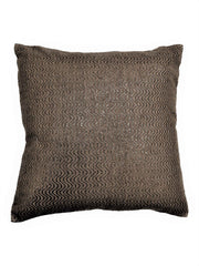 Taupe-grey cushion cover with a metallic silver wavy chevron weave