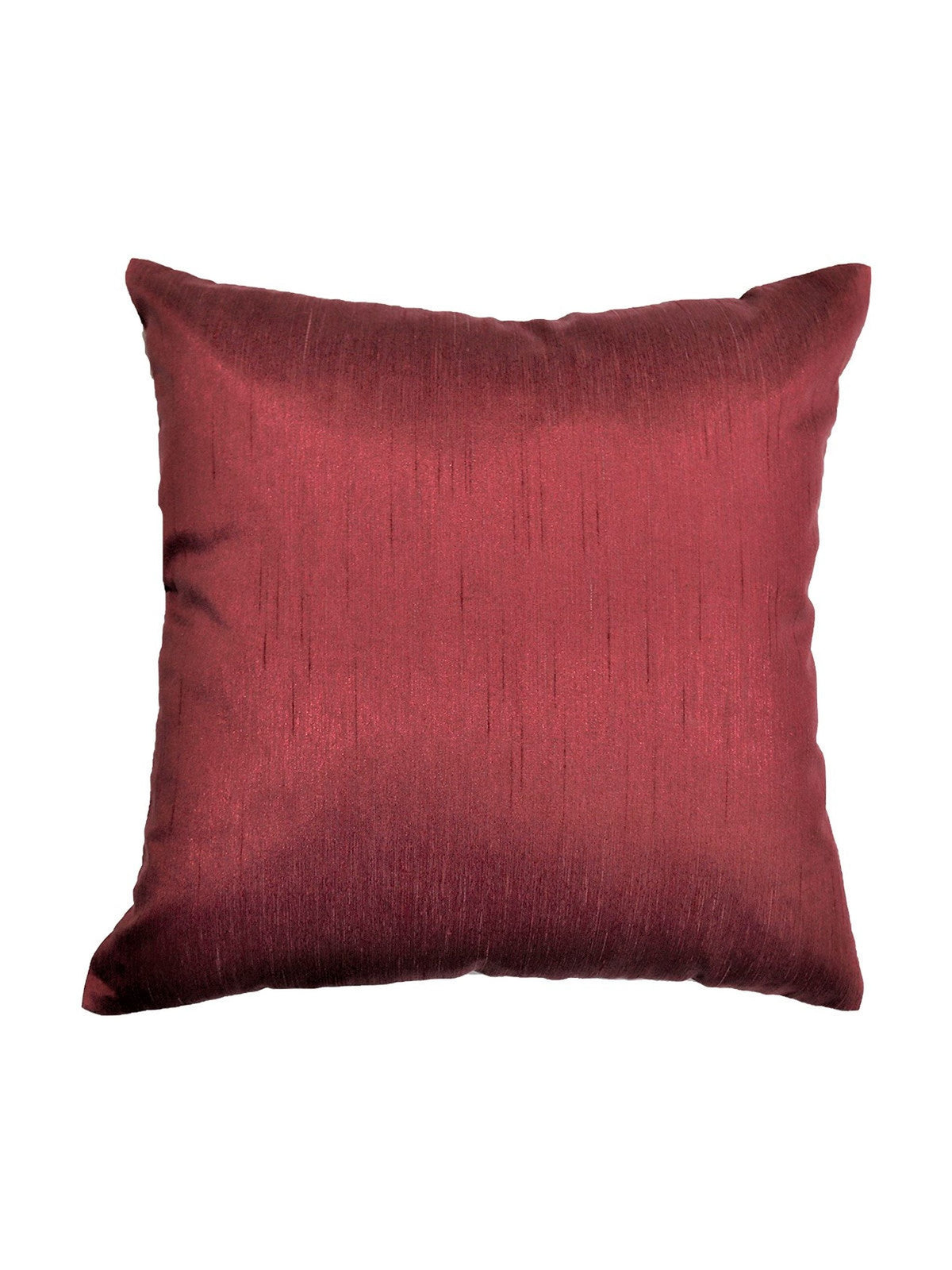 Maroon-red plain cushion cover with a subtle shantung sheen