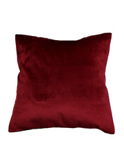 Deep wine-red plain velvet cushion cover