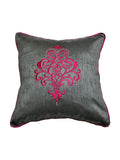 Grey Embroidered Polyester Cushion Cover front view
