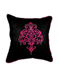 Black Embroidered Polyester Cushion Cover front view