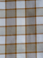 Beige and taupe windowpane check silk fabric with fine brown grid lines