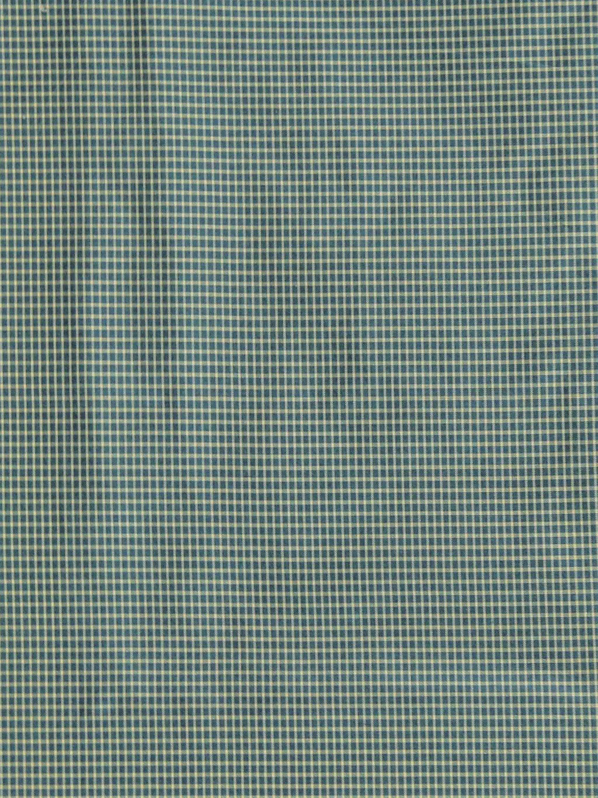Coordinate silk fabric in a fine slate blue-green and cream gingham micro-check