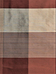 Topaz check silk fabric in rust, maroon, and pale cream colour-block panels with a fine pinstripe rib section