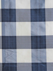 Taffeta silk upholstery fabric in a large navy blue and cream buffalo check