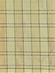 Elegant silk upholstery fabric in fawn with a fine dark windowpane check