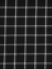 Black and white polysilk upholstery fabric in a fine windowpane pinstripe check