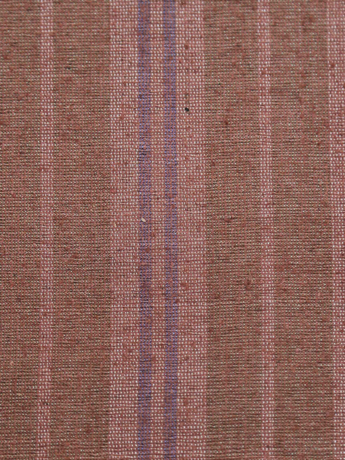 Dusty rose-pink silk upholstery fabric with a woven stripe and thin lavender accent