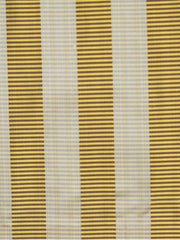 Gold, maroon, and cream silk upholstery fabric in a woven stripe