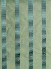 Sage-green silk upholstery fabric with a silver-grey dotted pinstripe