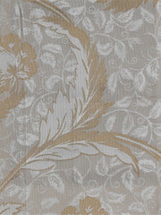 Beige silk upholstery fabric in a tone-on-tone floral jacquard with gold accents