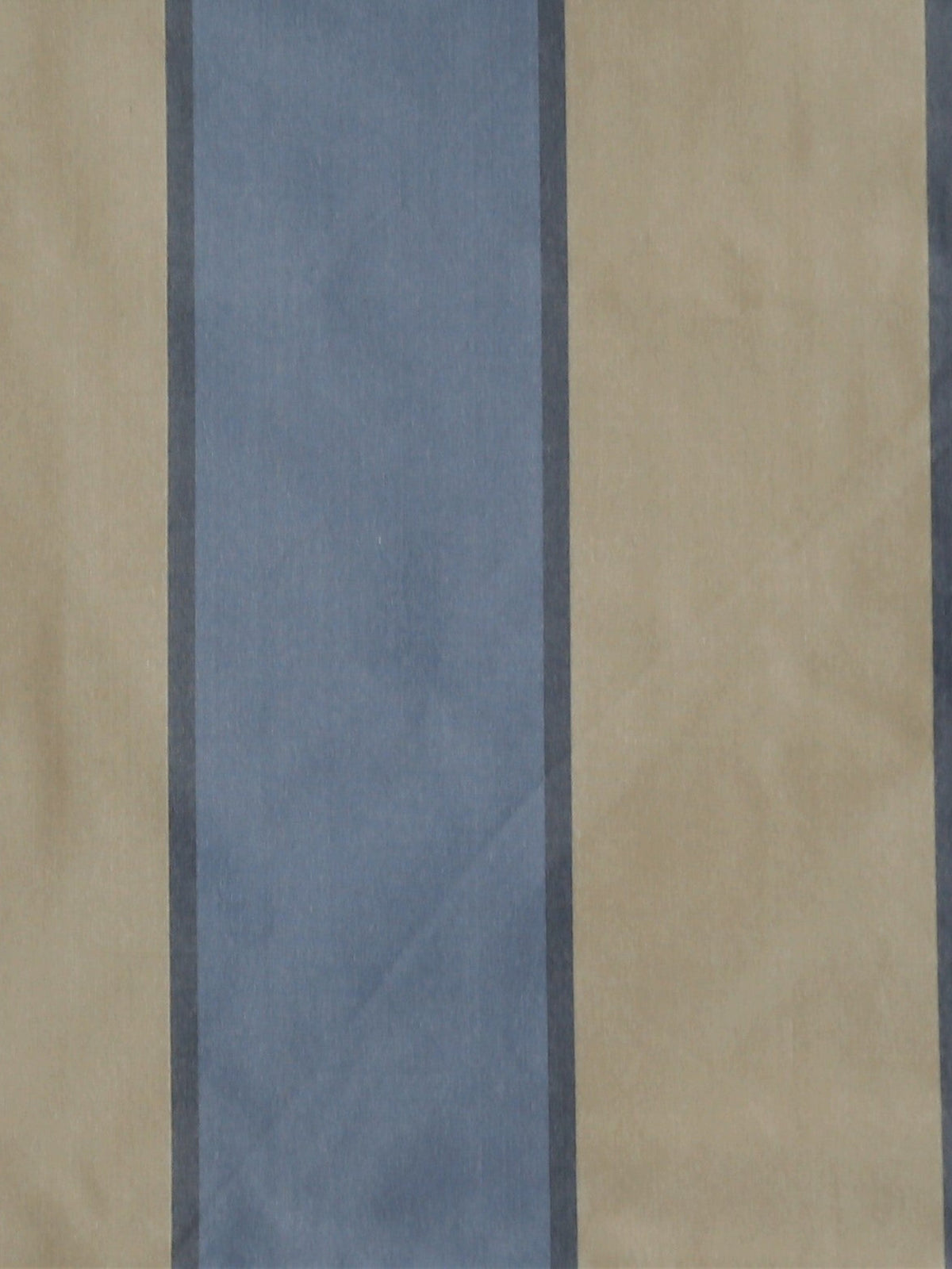 Slate-blue and beige silk upholstery fabric in a wide stripe